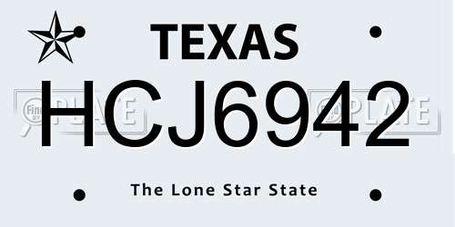 HCJ6942 Texas License Plate
