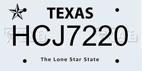 HCJ7220 Texas License Plate