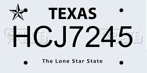 HCJ7245 Texas License Plate