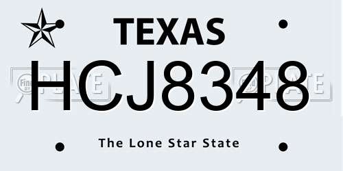 HCJ8348 Texas License Plate