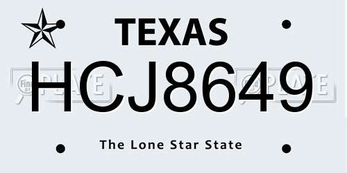 HCJ8649 Texas License Plate
