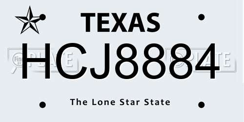 HCJ8884 Texas License Plate