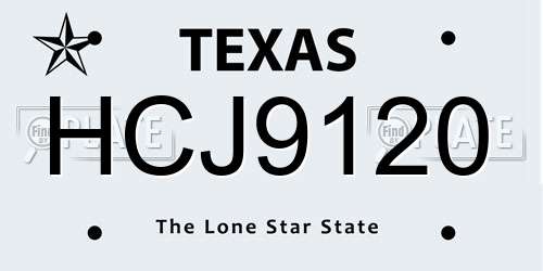 HCJ9120 Texas License Plate