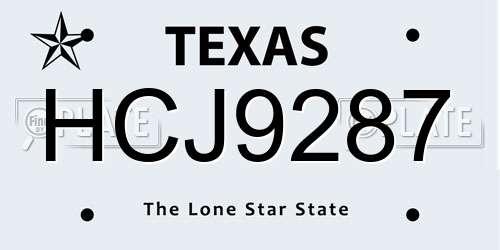 HCJ9287 Texas License Plate