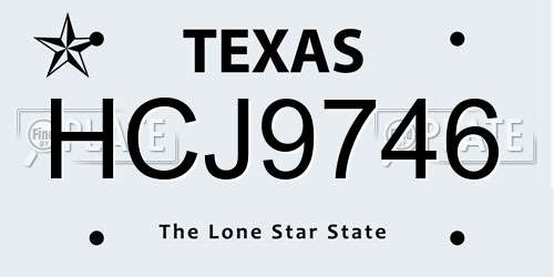 HCJ9746 Texas License Plate
