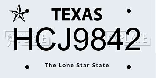 HCJ9842 Texas License Plate