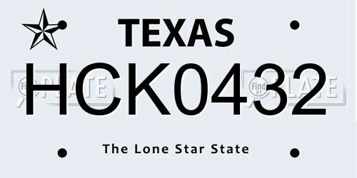 HCK0432 Texas License Plate