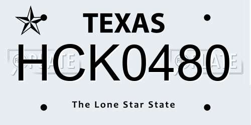 HCK0480 Texas License Plate