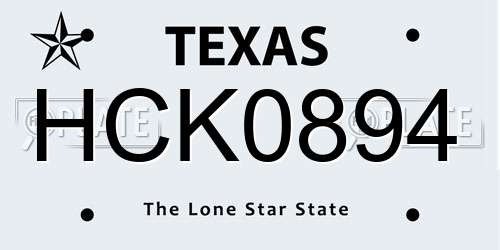 HCK0894 Texas License Plate