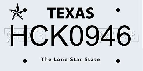 HCK0946 Texas License Plate