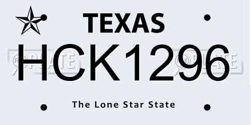 HCK1296 Texas License Plate