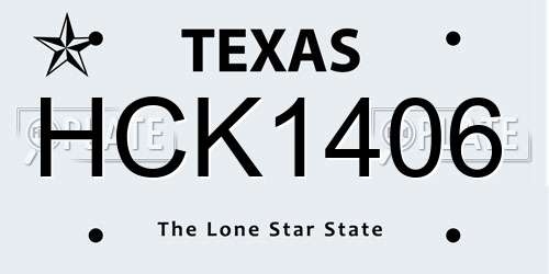 HCK1406 Texas License Plate