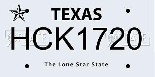 HCK1720 Texas License Plate