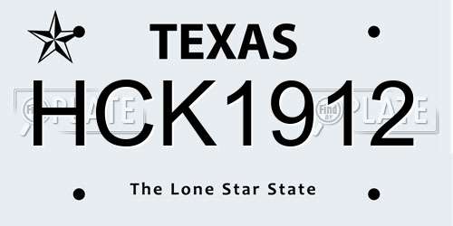 HCK1912 Texas License Plate