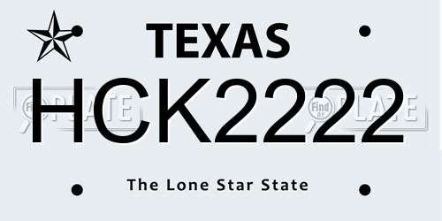 HCK2222 Texas License Plate