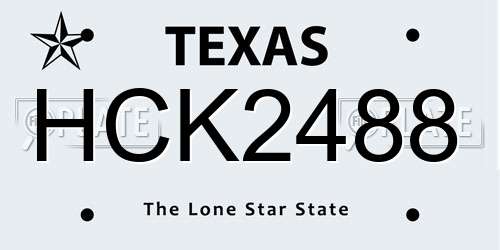 HCK2488 Texas License Plate