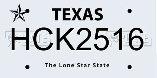 HCK2516 Texas License Plate