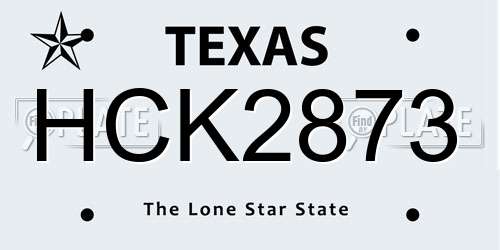HCK2873 Texas License Plate