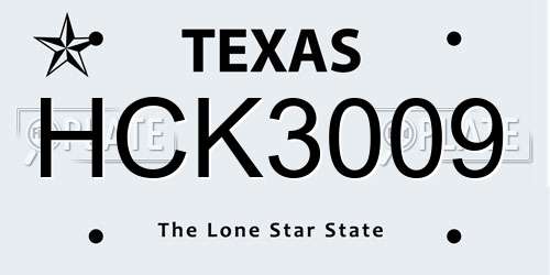 HCK3009 Texas License Plate