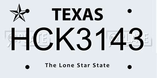 HCK3143 Texas License Plate