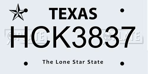 HCK3837 Texas License Plate