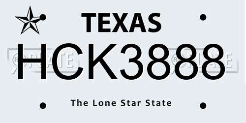HCK3888 Texas License Plate