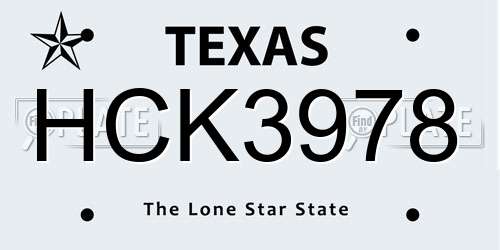HCK3978 Texas License Plate