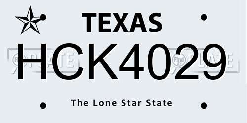 HCK4029 Texas License Plate