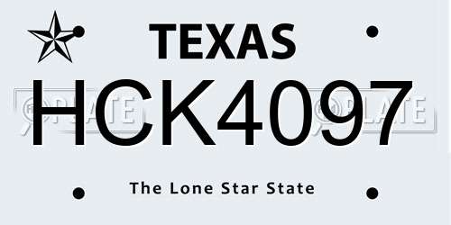HCK4097 Texas License Plate