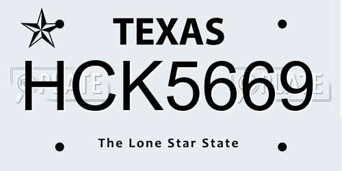 HCK5669 Texas License Plate