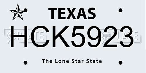HCK5923 Texas License Plate