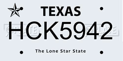 HCK5942 Texas License Plate