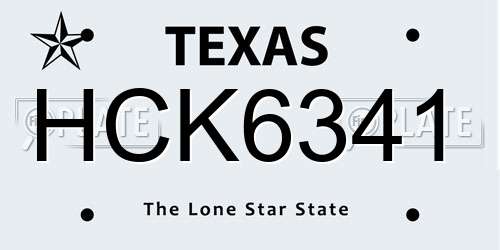 HCK6341 Texas License Plate