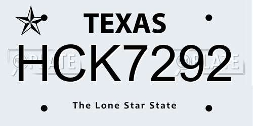 HCK7292 Texas License Plate