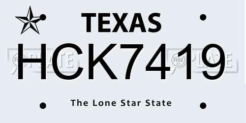 HCK7419 Texas License Plate