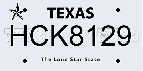 HCK8129 Texas License Plate