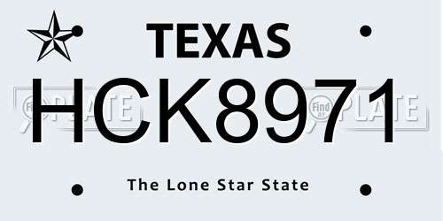 HCK8971 Texas License Plate