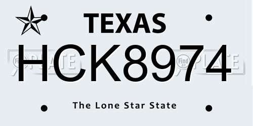 HCK8974 Texas License Plate