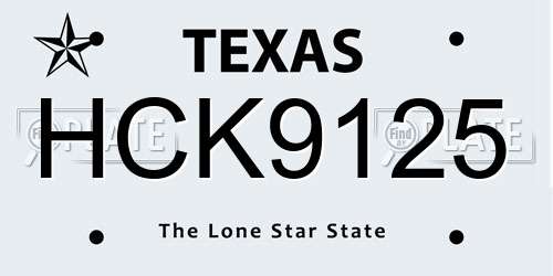HCK9125 Texas License Plate