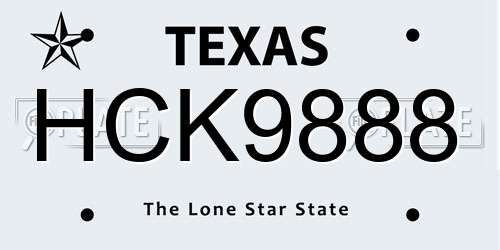 HCK9888 Texas License Plate