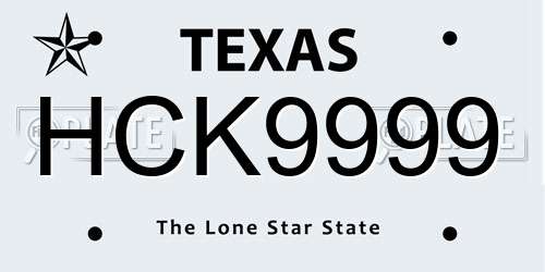 HCK9999 Texas License Plate
