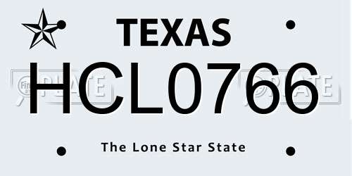 HCL0766 Texas License Plate