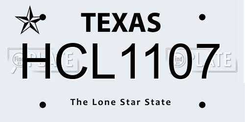 HCL1107 Texas License Plate