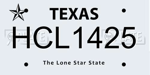 HCL1425 Texas License Plate