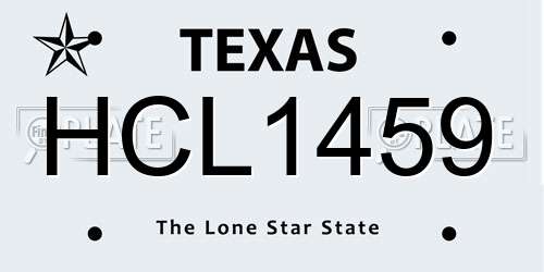 HCL1459 Texas License Plate