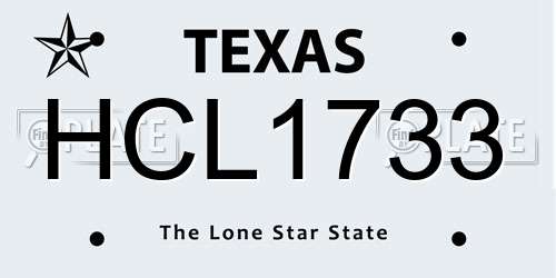 HCL1733 Texas License Plate