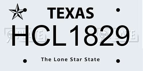 HCL1829 Texas License Plate
