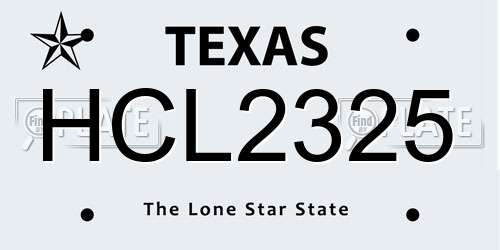 HCL2325 Texas License Plate