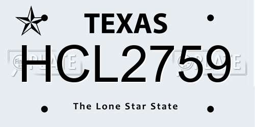 HCL2759 Texas License Plate