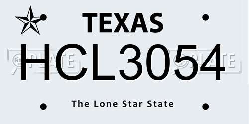 HCL3054 Texas License Plate